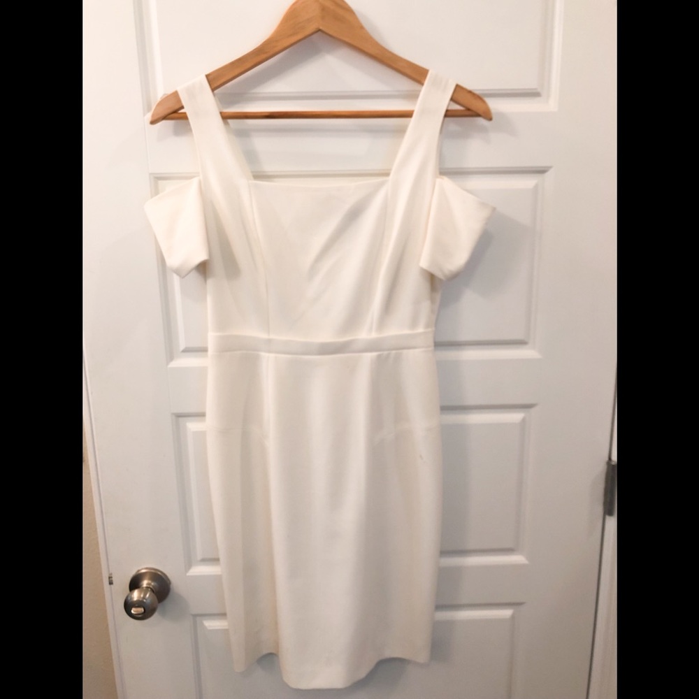 BCBG White Cold Shoulder Dress